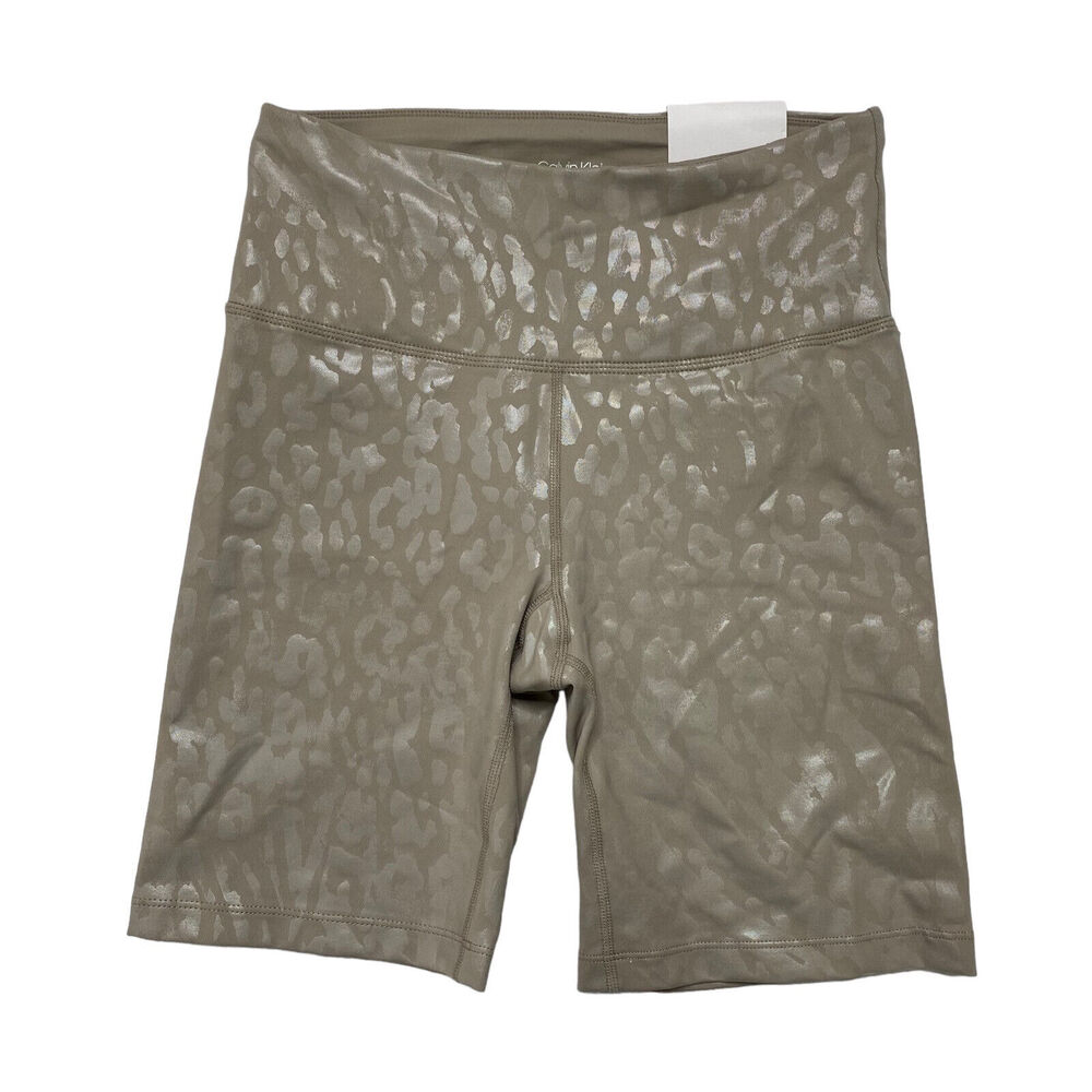CALVIN KLEIN *NEW* Tan Animal Print High Waist Bike Short 7" Inseam Size XS NWT